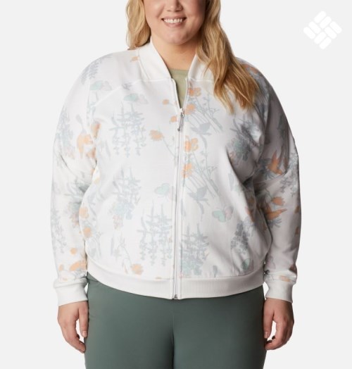 Women's Columbia Lodge French Terry Full Zip Jackets Flower | Plus Size CA-WAC48